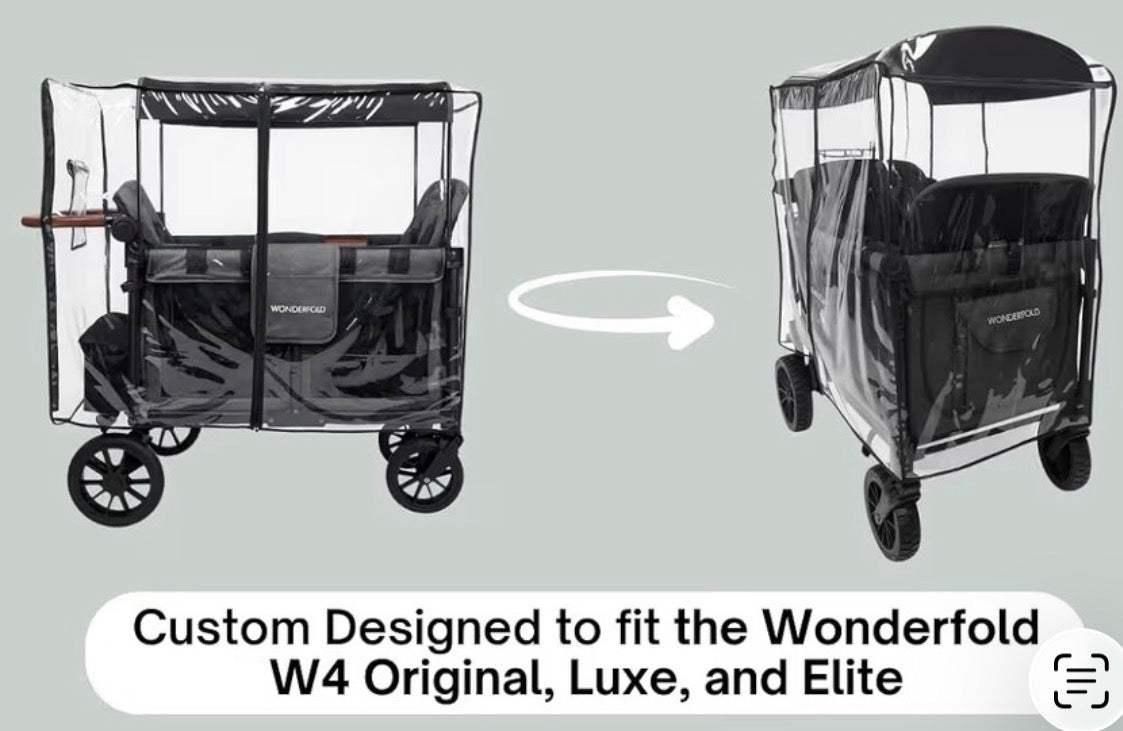 Rain Cover (stroller, wagon) Compatible with WONDERFOLD W4, Waterproof, Windproof,
