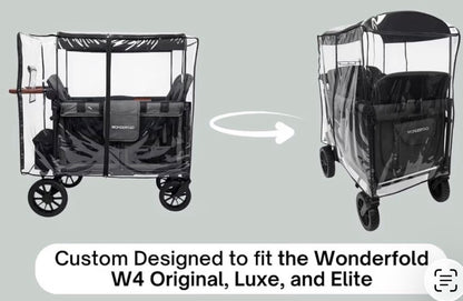 Rain Cover (stroller, wagon) Compatible with WONDERFOLD W4, Waterproof, Windproof,