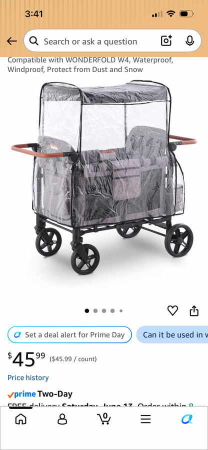 Rain Cover (stroller, wagon) Compatible with WONDERFOLD W4, Waterproof, Windproof,