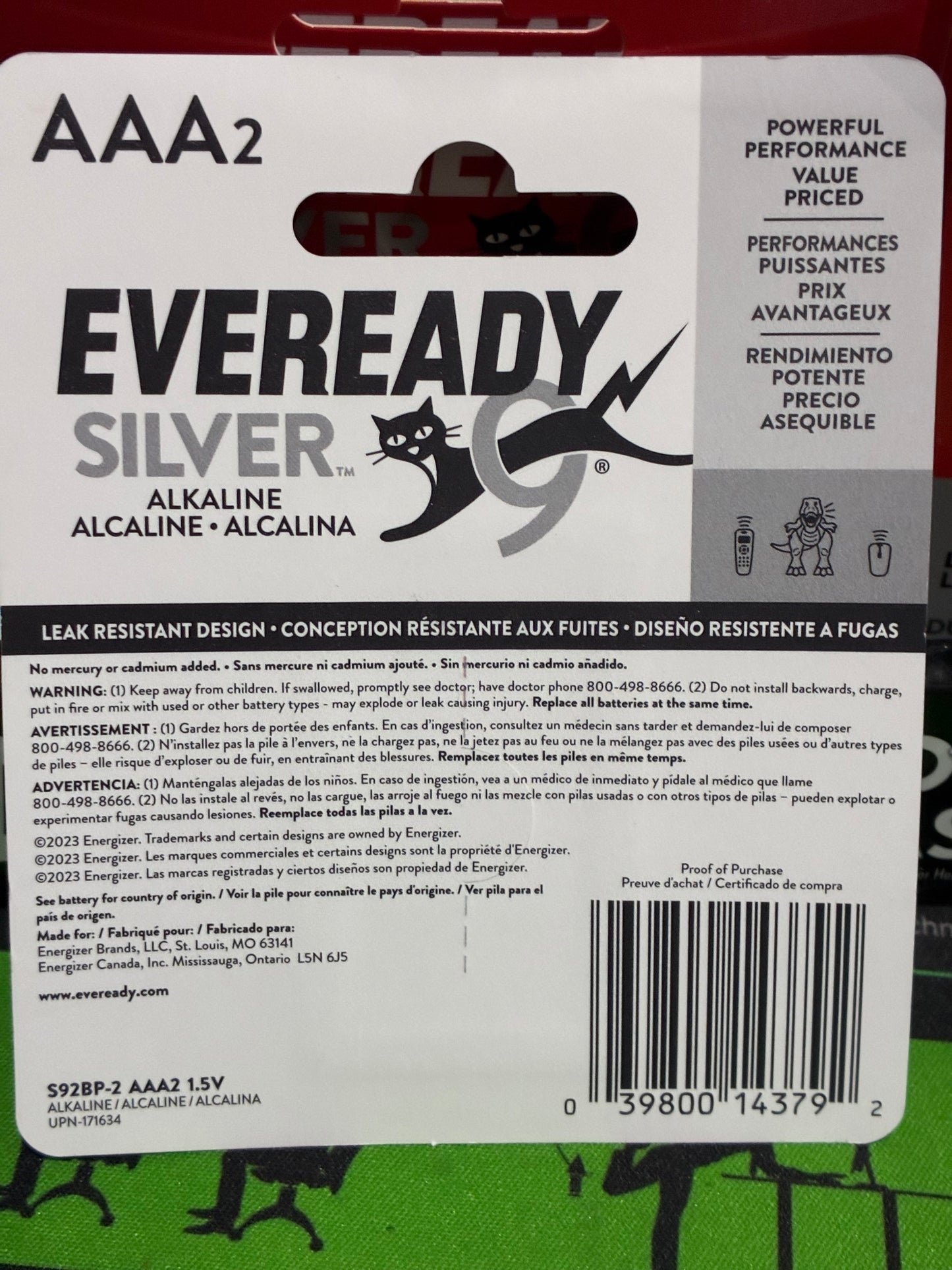 2-pack of Eveready Silver Alkaline AAA