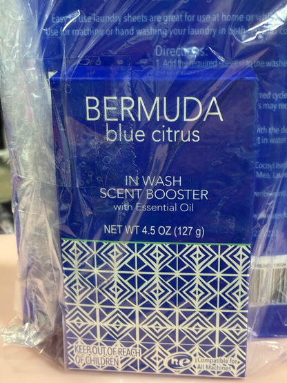 Bermuda Blue Citrus laundry detergent 15 sheets @ in wash scent booster 4.5oz