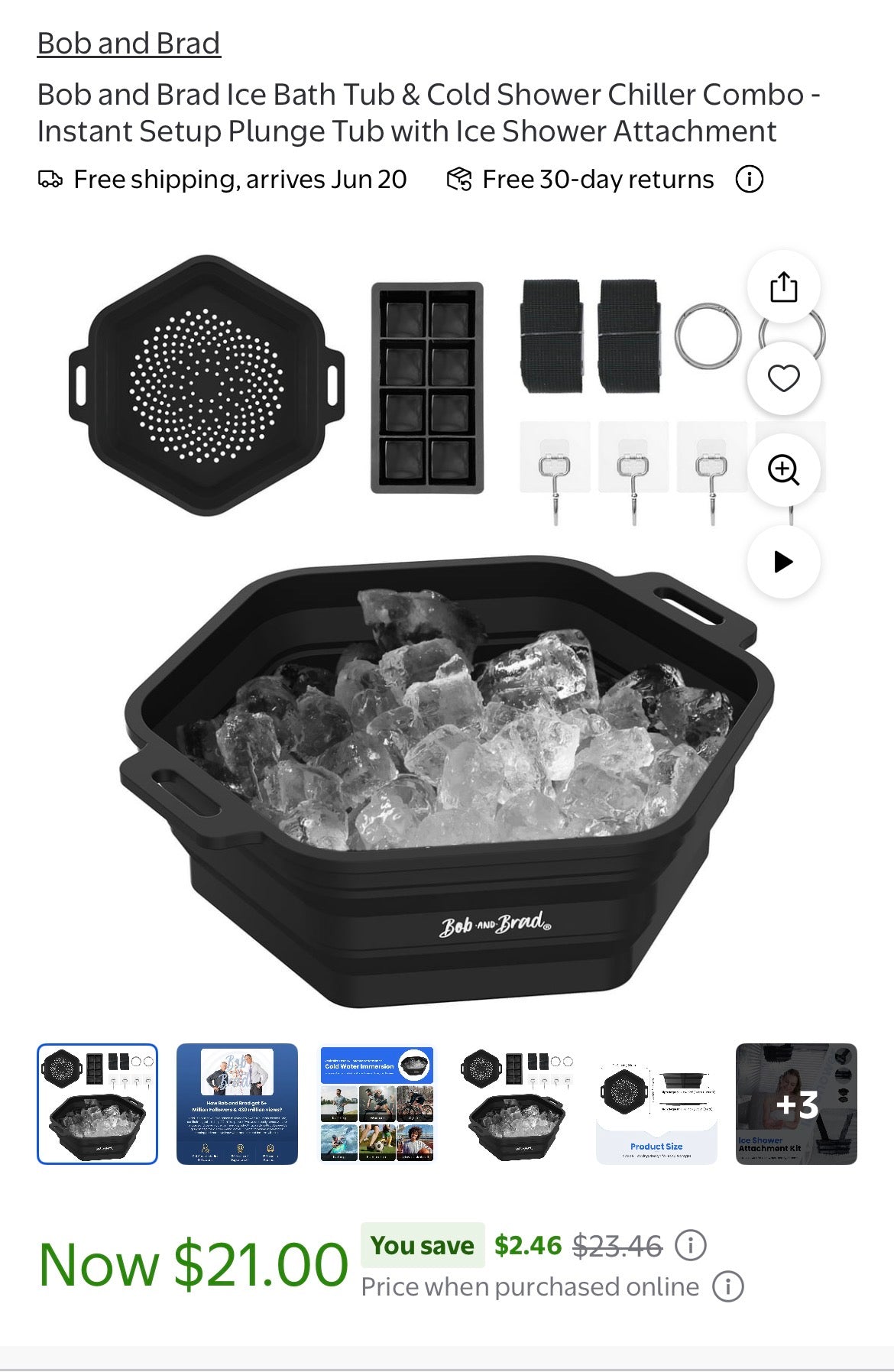 Bob and Brad Ice Bath Tub & Cold Shower Chiller Combo