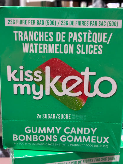 Gummy Candy, Watermelon Slices, 6 Bags, 1.76 oz Each, of Kiss My Keto