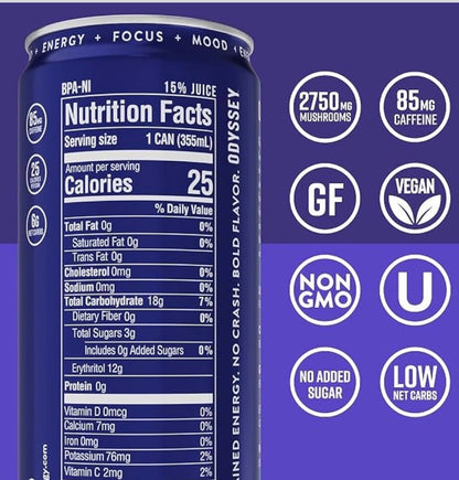 Odyssey Functional Energy Drink for Focus, Cognition &  Mood Support