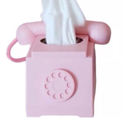 Pink Rotary Phone Tissue Box Holder Retro Cover