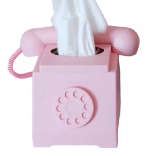 Pink Rotary Phone Tissue Box Holder Retro Cover