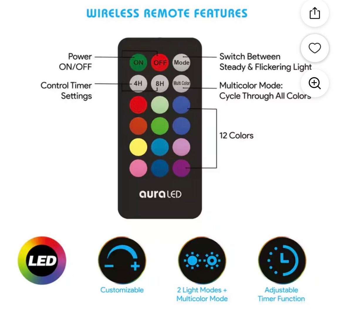 Tzumi Aura LED Color Candle Flameless LED Candle