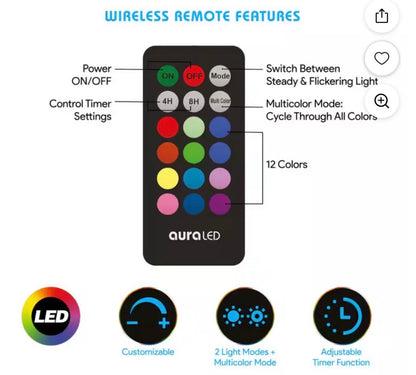 Tzumi Aura LED Color Candle Flameless LED Candle